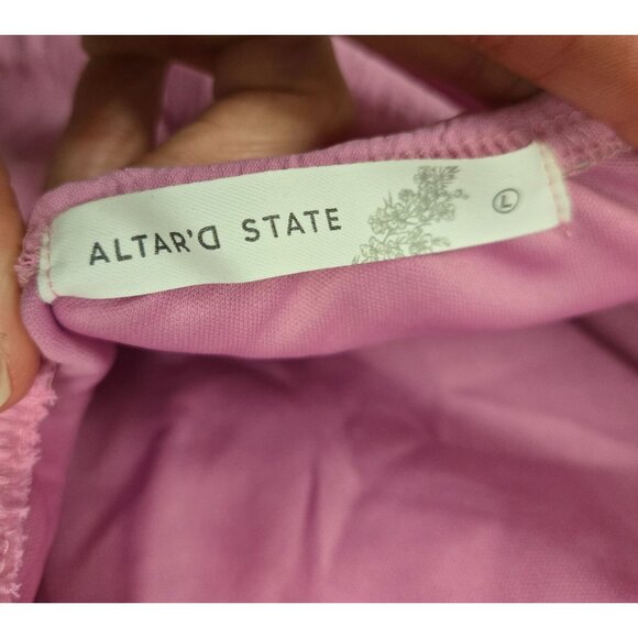 NWT Altard State Women's L PastelPink Puff Sleeve Mini Milkmaid Dress Back Tie D - Picture 8 of 13